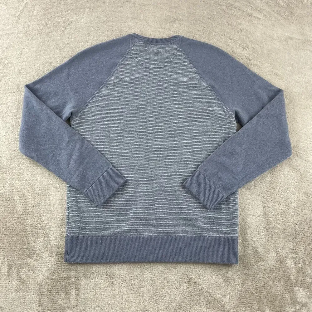 VINCE Birdseye Crewneck Sweater Men Small Blue Wool Cashmere‎ Blend Designer LS